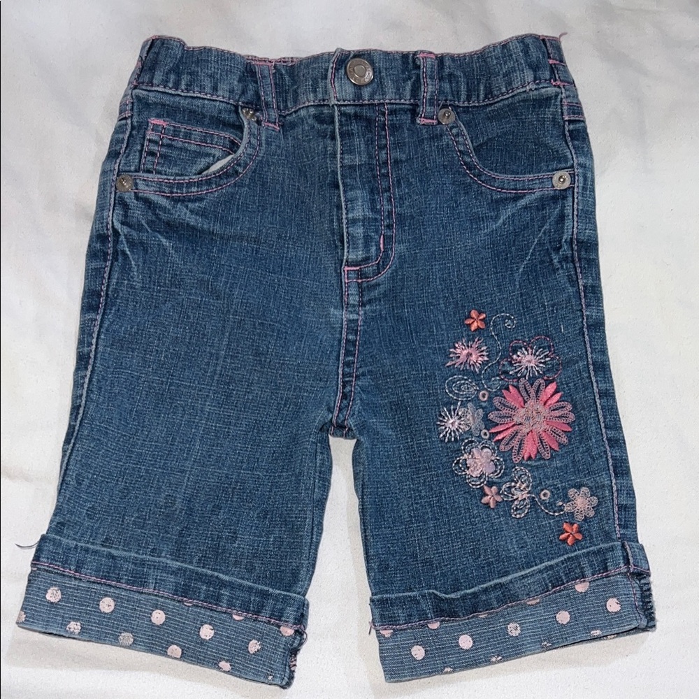 Vintage Arizona Denim Floral Embroidered Babygirl Shorts Size 18M